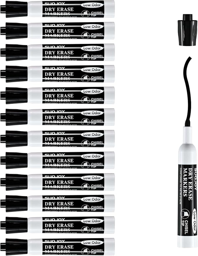 SUQJOY Dry Erase Markers, Chisel Tip Whiteboard Marker, Low Odor Thick Dry - Image 4