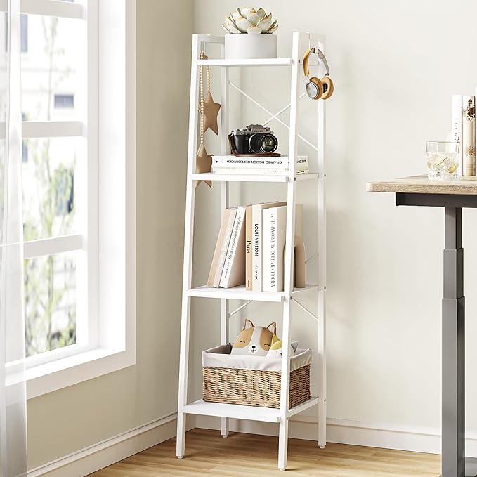 Hzuaneri Ladder Shelf, Bookshelf Bookcase, Freestanding Corner Storage Shelve by Hzuaneri