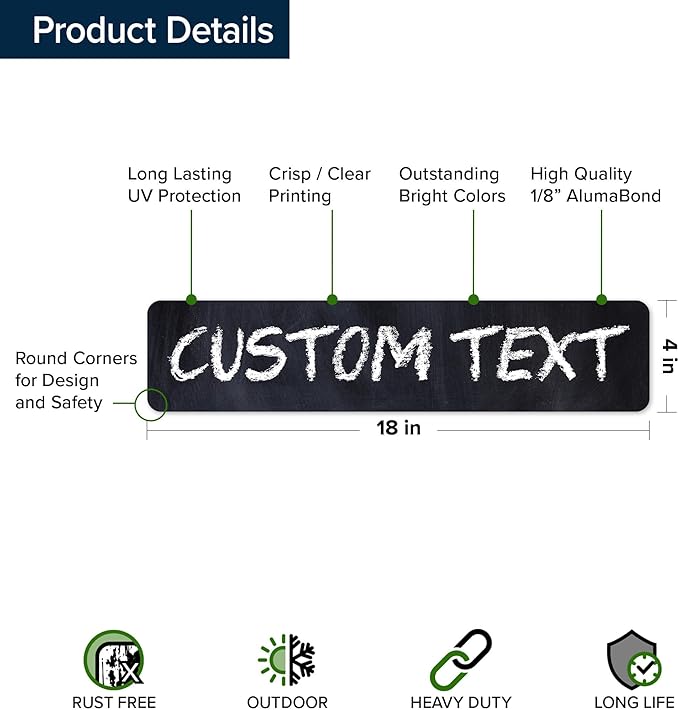 Custom Sign, Custom Street Sign, 11 Font Colors, 13 Font Styles, 4 Hole Options - Image 6