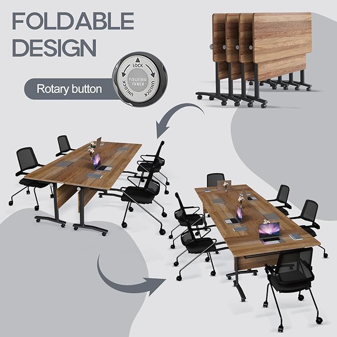 Folding Conference Table 4ft 5ft, Foldable Office Meeting Desk - Image 3