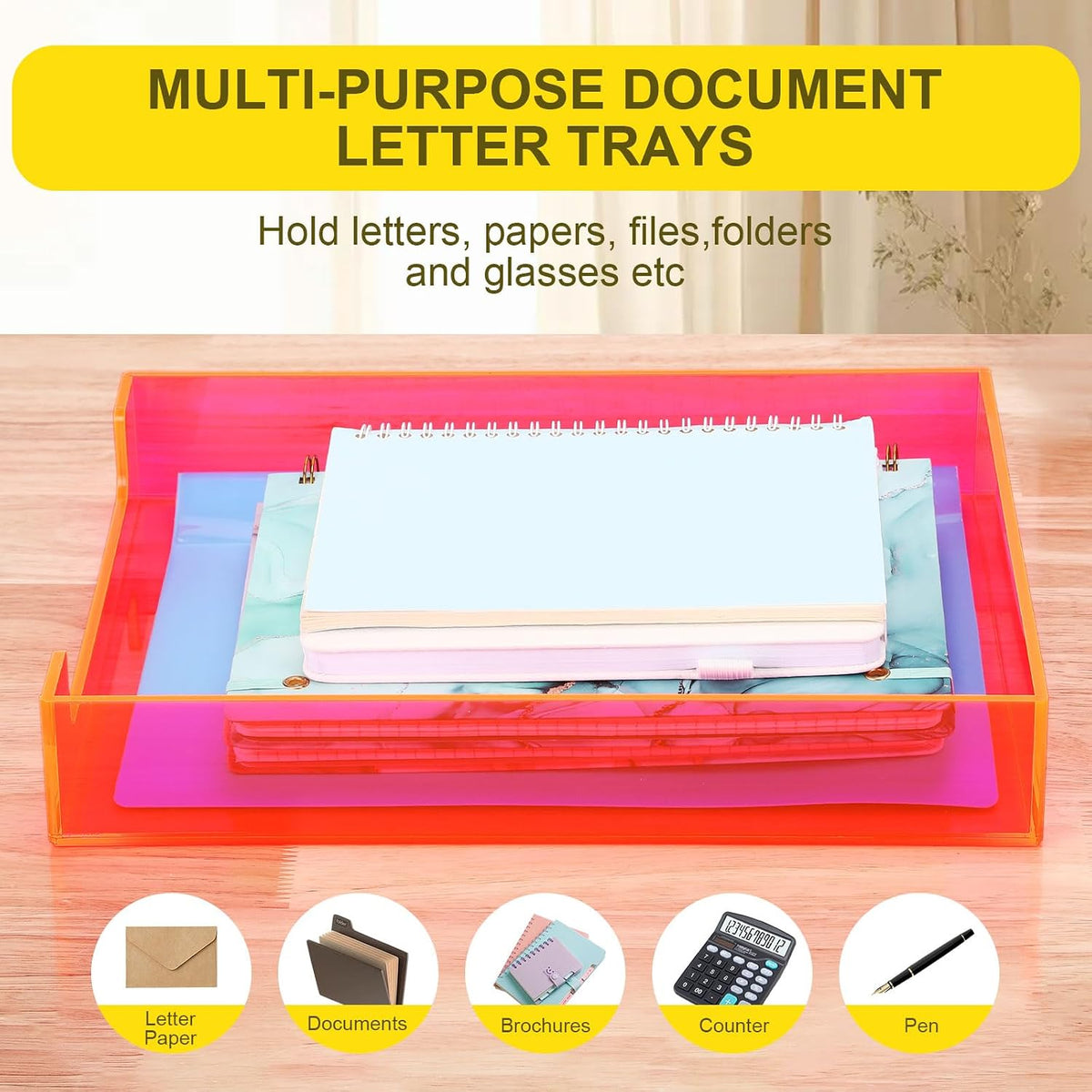 Paper Tray Acrylic File Organizer for Desk Letter Tray Desk Organizer Documen...