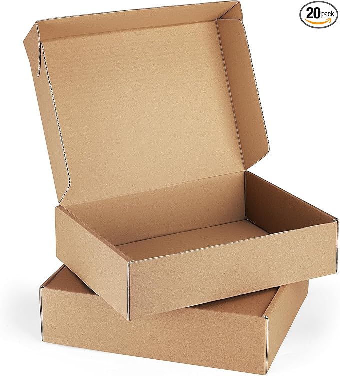 Eupako 12x9x3" Brown Shipping Boxes Corrugated Box Mailers 20 Pack Cardboard by Eupako