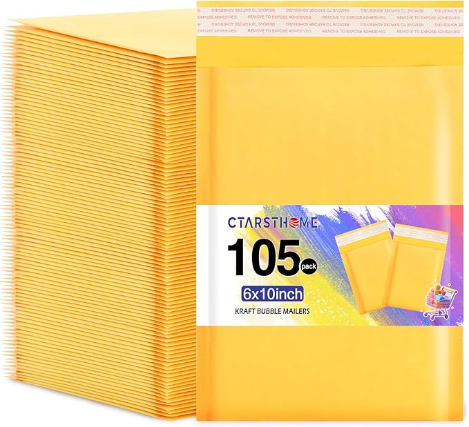 Ctarsthome 105Pack Yellow 6x10inch Kraft Bubble Mailers Small Business Mailing by Ctarsthome