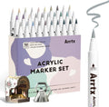 arrtx 30 gray tone acrylic paint markers, brush, main product view