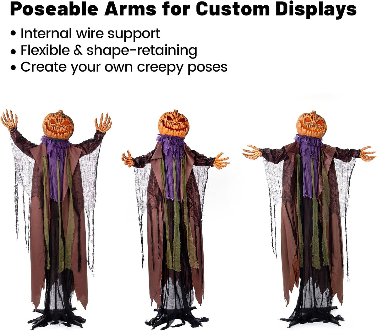 6FT Life-Size Standing Halloween Pumpkin Animatronic with Lights & Sounds