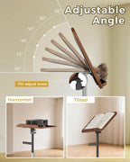 Laptop Stand Floor, Wood Music Stand, Tablet Floor Stands Adjustable Height, Tall Book Stand Hands Free, for Projector, Office, Study, Brown