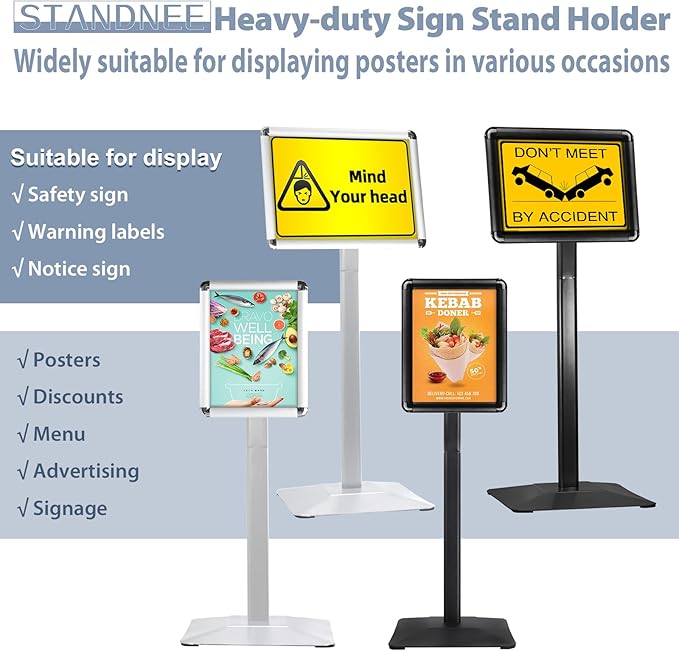 Sign Holder Stand, Heavy-Duty 8.5x11 Inch Aluminum Floor Stand - Image 6