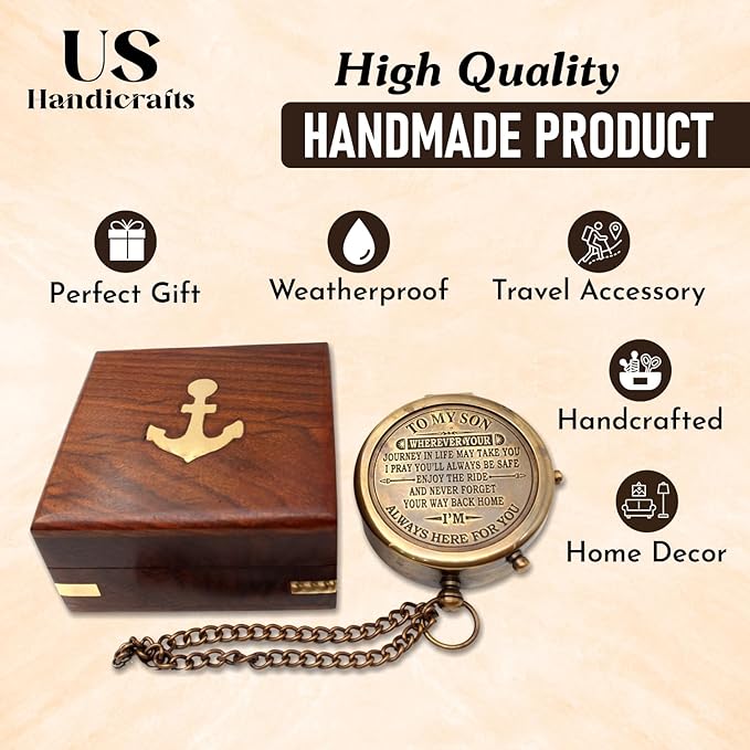 US HANDICRAFTS Brass Compass - Image 7