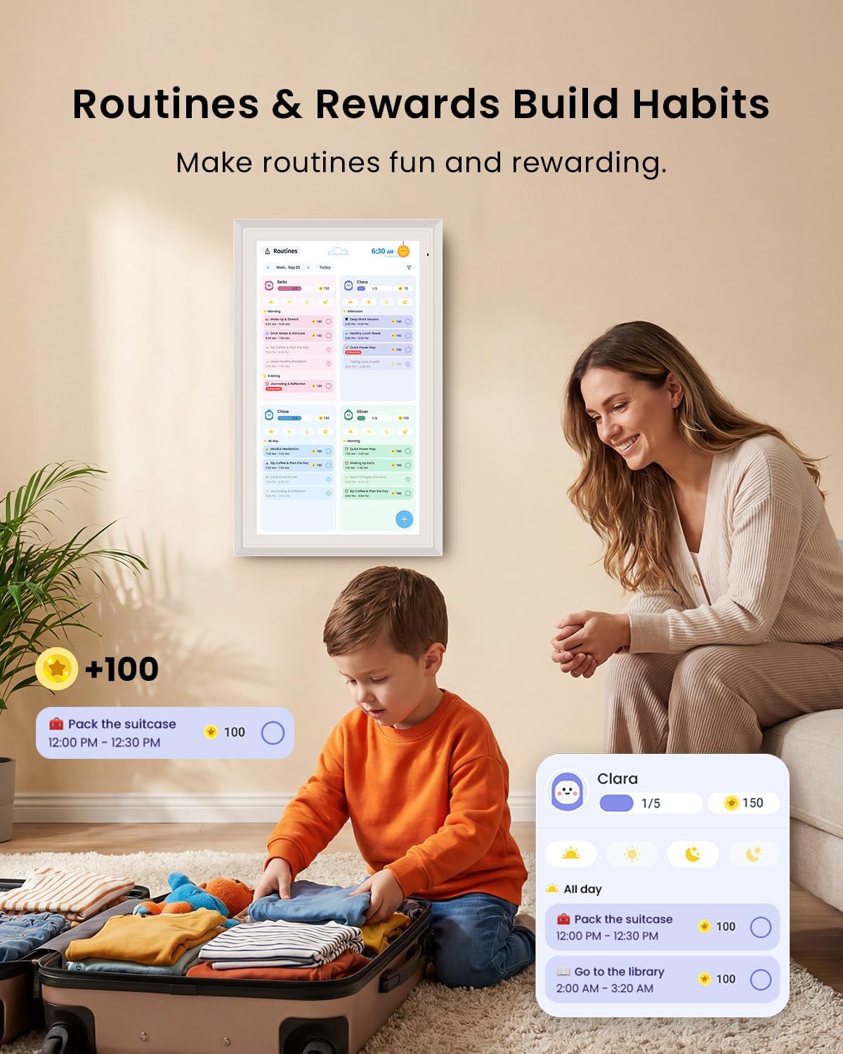 Apolosign 21.5-inch Digital Calendar, No-Subscription, Smart Wall Planner wit...