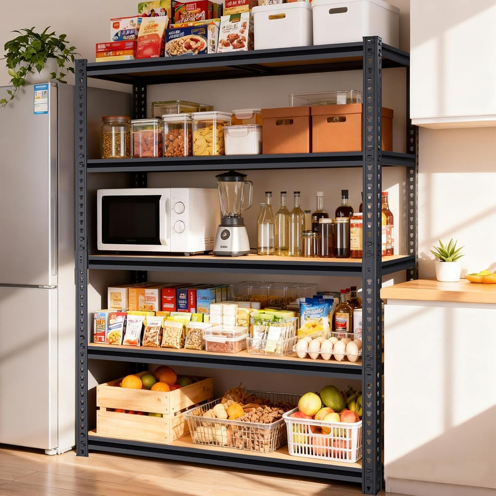 72" h storage shelves,storage shelves heavy duty,2400lbs metal, front angle view