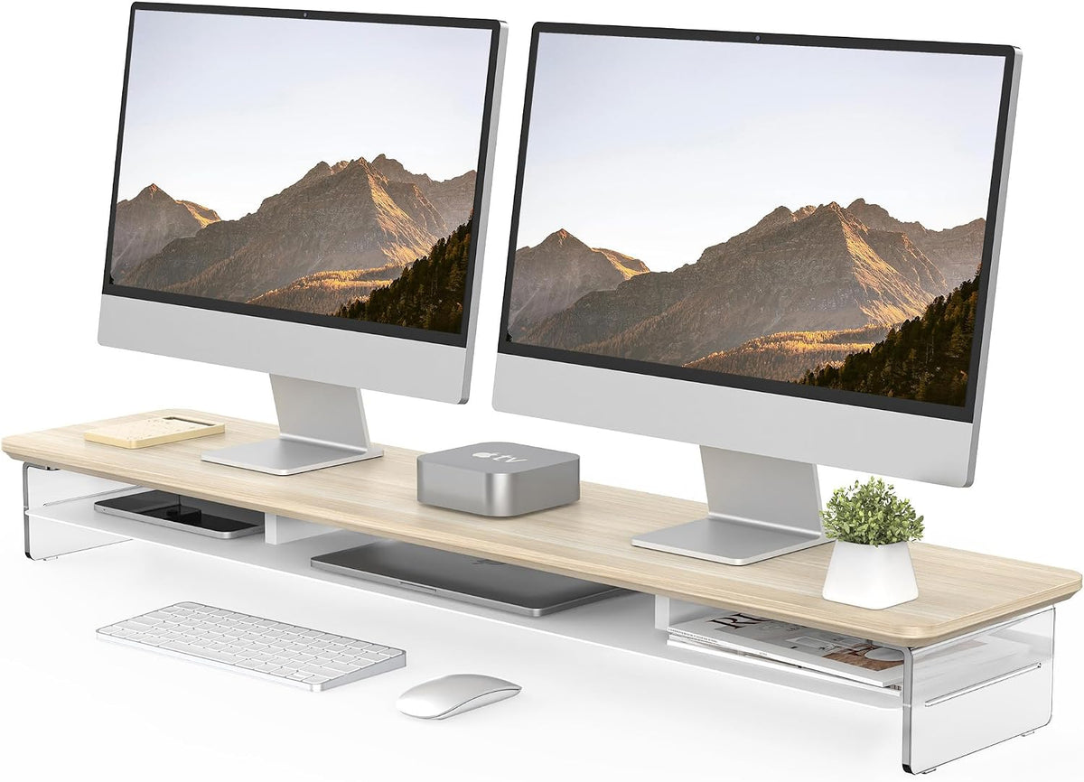 Fenge Acrylic Monitor Stand Riser, 42.5 Inches Dual Monitor Stand