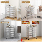 HAPPYGRILL 10-Drawer Rolling Storage Cart, Storage Organizer Cart - Image 6