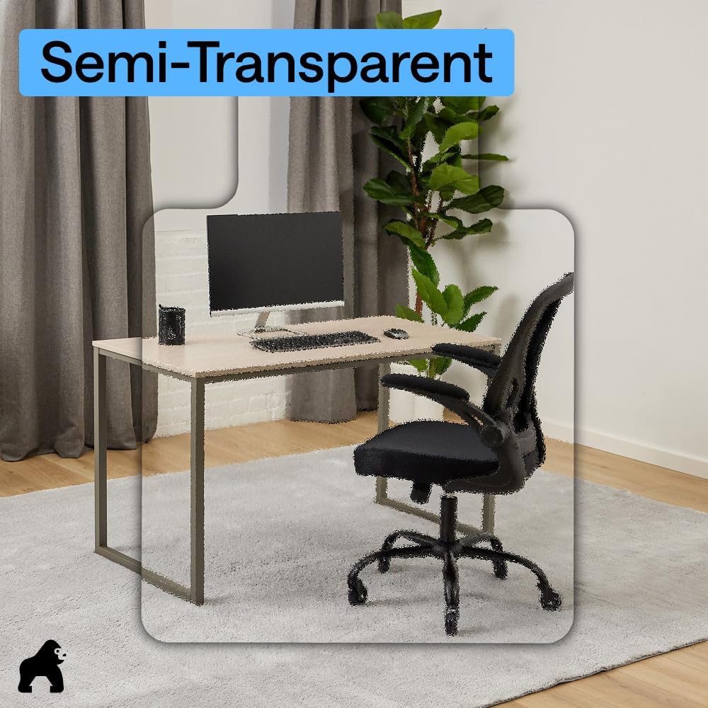 GORILLA GRIP Slip Resistant Clear Office Chair Mat for Carpet Floors, Smooth Rolling Glide Under Desk, Heavy Duty Plastic Computer Mats and Carpeted Floor Protector, Work and Gaming Chairs, 29x47