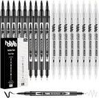hhhouu 17Pack Dual Tip Black & White Brush Pens- Fineliner & Highlighting Set by hhhouuWithFunCreativity