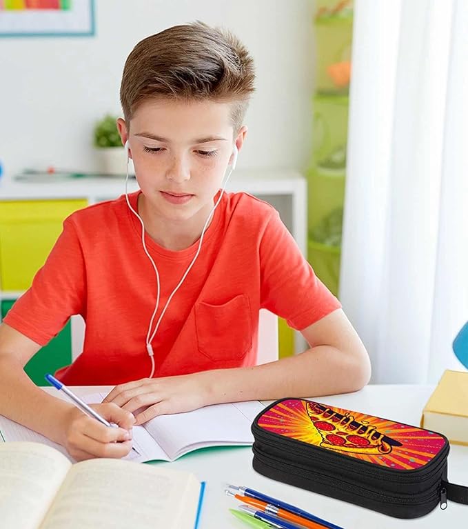 AnySmic Pizza Pencil Case for Boys Girls, Large Durable Pencil Pouch for Kids - Image 5