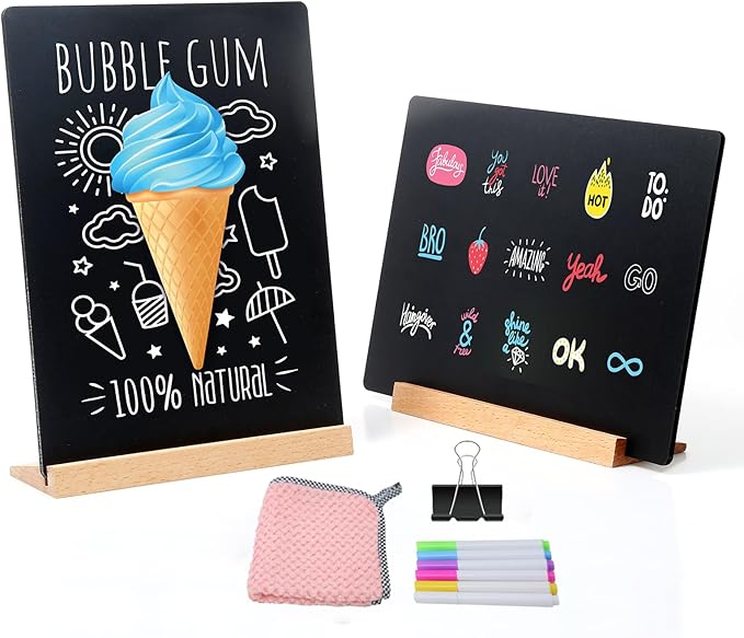 2 Pack 8.6x11.7 in Chalkboard Signs Small Chalk Board Signs by KOOLDE