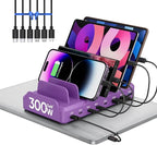 300W Charging Station for Multiple Devices, 8 Port Multi USB C Fast Charger by LcssioChargeFaster
