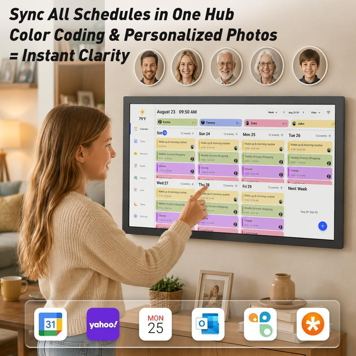 27" Digital Calendar Electronic-eCalendar WhiteBoard-Meal-Planner - Smar...