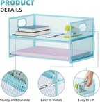 Marbrasse 2 Tier Paper Organizer Letter Tray, Mesh File Organizer - Image 2