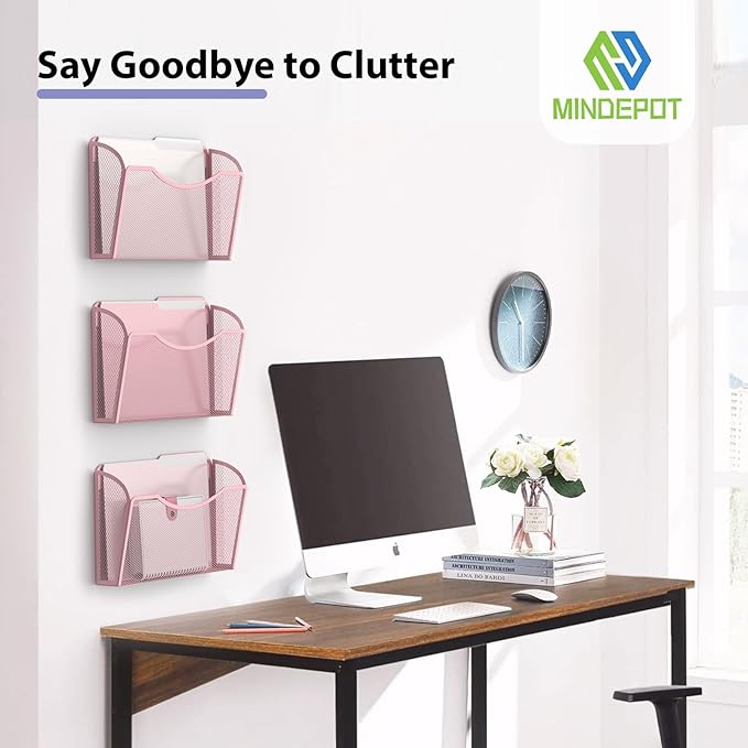 MINDEPOT Wall File Organizer, Hanging Wall Mounted File Folder Binder Holder - Image 6