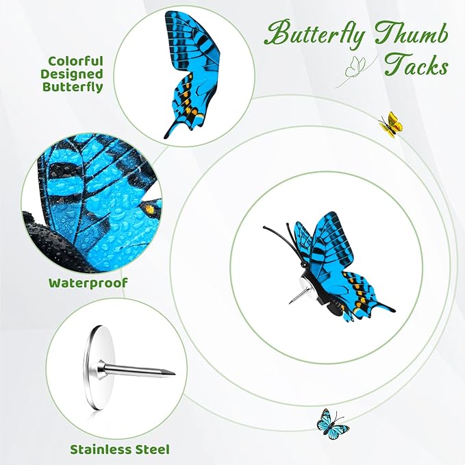 50Packs Decorative Push Pins for Cork Board Butterfly Push Pins for Board - Image 4