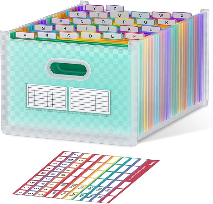 ThinkTex 26-Pocket Accordion File Organizer, Upright & Open Top, A–Z Colorful by ThinkTex
