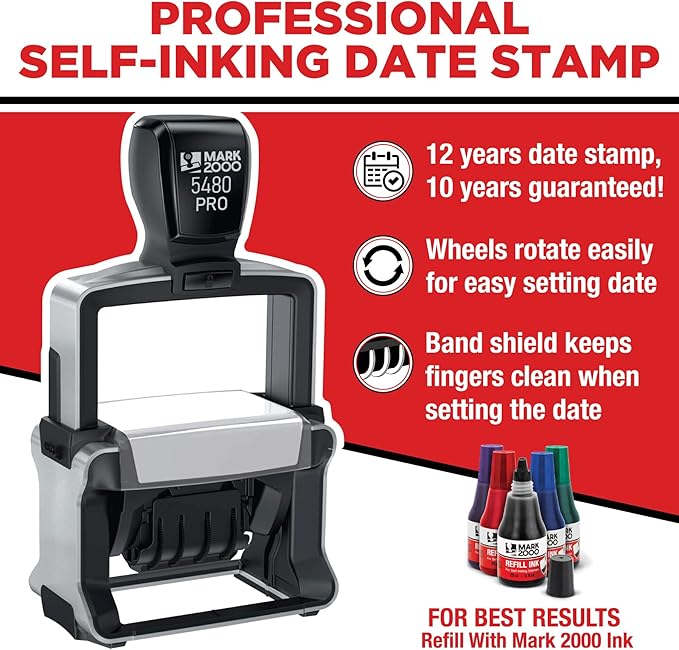 Mark 2000 5480 Professional Self Inking Date Stamp - Image 2