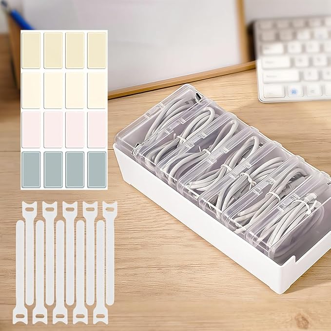 SENHORAS 7 Box Cable Organizer Storage Box, Desktop Cable Management by SENHORAS