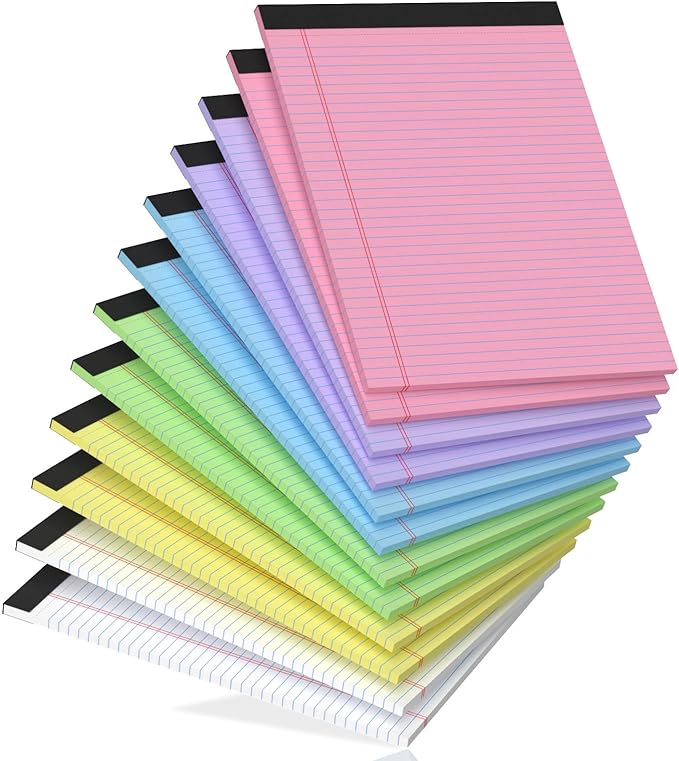 12 Pack Legal Pads 8.5 x 11, College Ruled, 30 Sheets Per Colored Legal Pads by Aidunmis