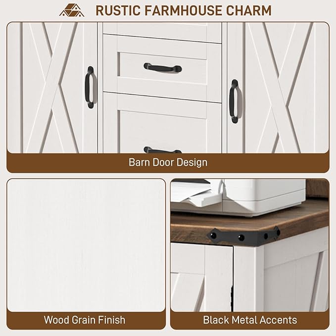 Vabches File Cabinet with 3 Drawers, Farmhouse Lateral File Cabinet Fits Files - Image 7