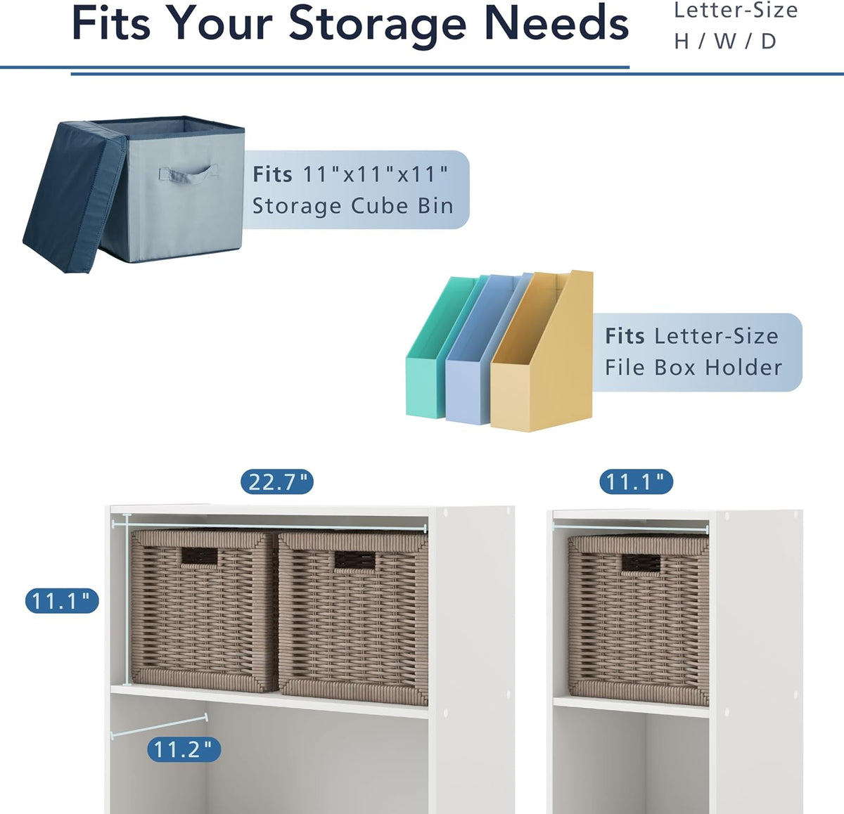 Homes: Inside + Out Apexa 2-Cube Storage Organizer Shelves, Stackable Wood Bo...