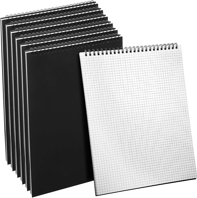 Engrowtic 6 Pack Top Spiral Graph Paper Notebooks 8.7 X11.4 Inch A4 Grid Paper by Engrowtic