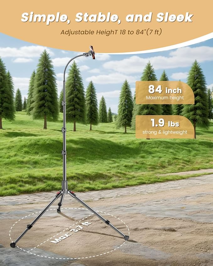 CAMBOFOTO 84" Phone Tripod, Tall Tripod Stand - Image 2