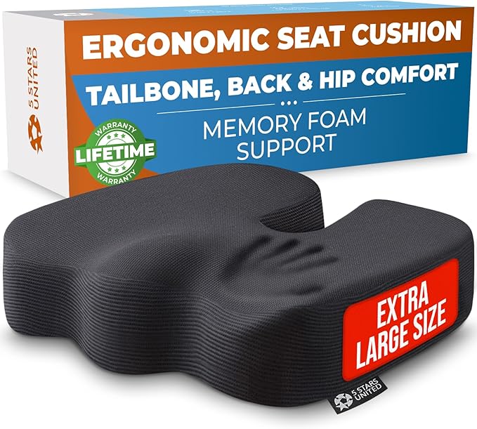 5 STARS UNITED Seat Cushion for Tailbone Pain Relief – Memory Foam Cushion for by 5STARSUNITED