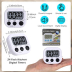 Leumoi 24 Pcs Digital Kitchen Timers Magnetic Back Timers Bulk Large Screen - Image 2