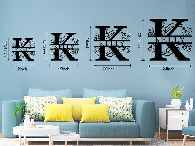 Custom Metal Name Sign | Split Letter Monogram Wall Decor | Personalized Family - Image 6
