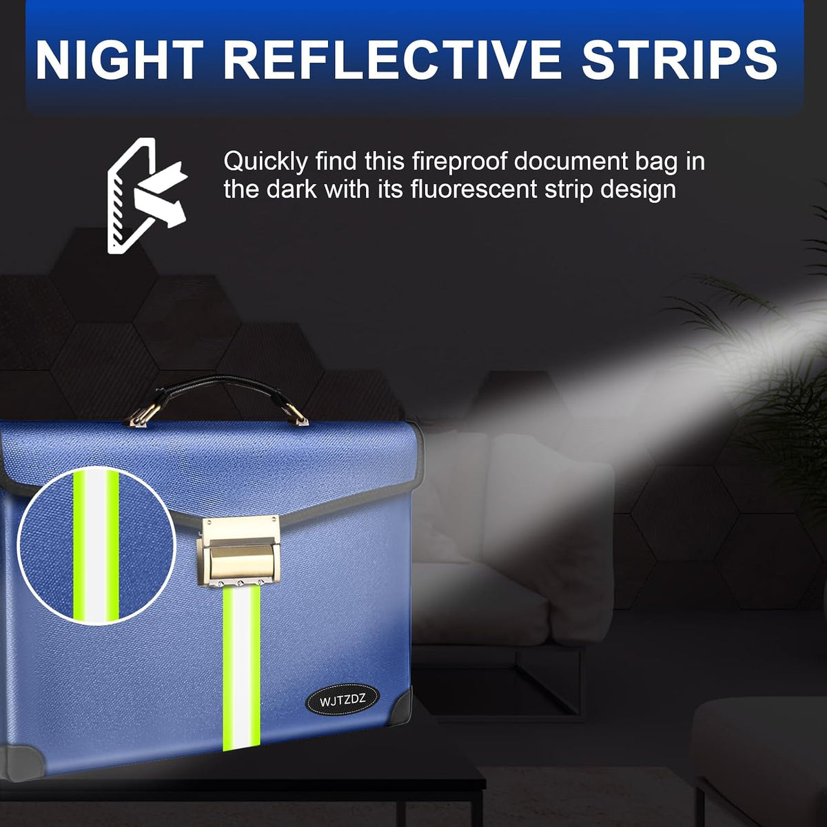 6500°F Large Capacity Upgraded Fireproof Money Bag with Lock,10 Layers of Heat Insulated Materials with Waterproof Zipper/Reflective Strip with Handle for Cash/Important Documents