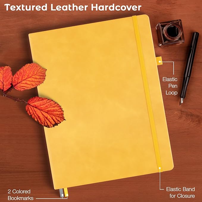 Lined Journal Notebook, 8.5" x 11" Hardcover Leather Notebook - Image 5