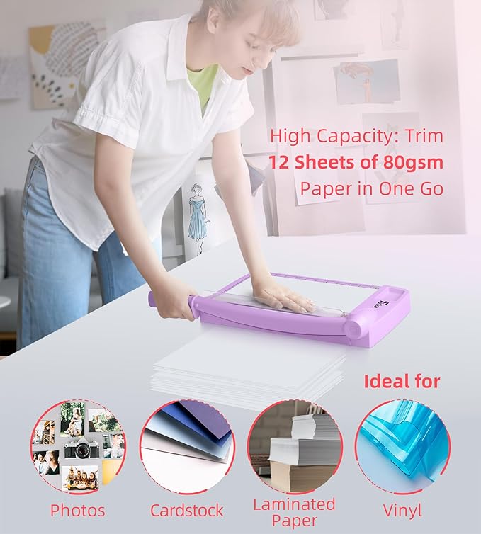 Firbon 12" Guillotine Paper Cutter, Heavy Duty 12-Sheet Capacity Trimmer - Image 5