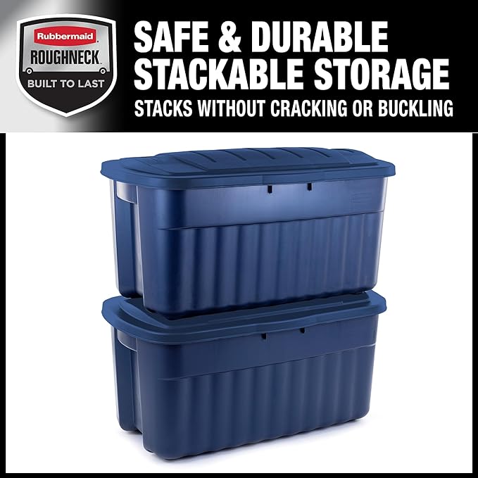 Rubbermaid Roughneck Tote 40 Gal, 2 Pack, Made in USA, Dark Indigo Metallic - Image 4
