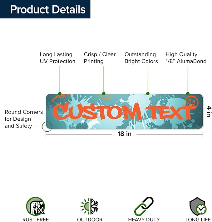Custom Sign, Custom Street Sign, 11 Font Colors, 13 Font Styles, 4 Hole Options - Image 6