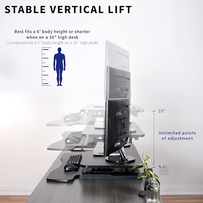 VIVO 36 inch Desk Converter, K Series, Height Adjustable Sit to Stand Riser - Image 4