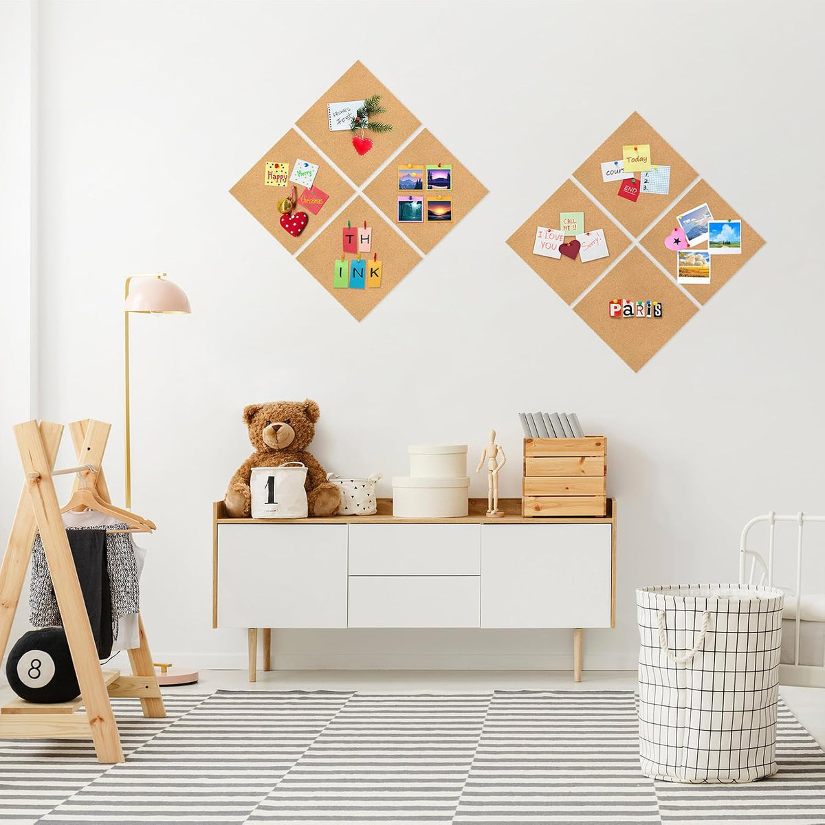 Cork Board Tiles - 8 Packs Adhesive Corkboards for Wall,Small Cork Board Deco...