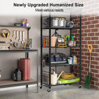 himix 5-tier foldable storage shelves with 20 hooks, front angle view