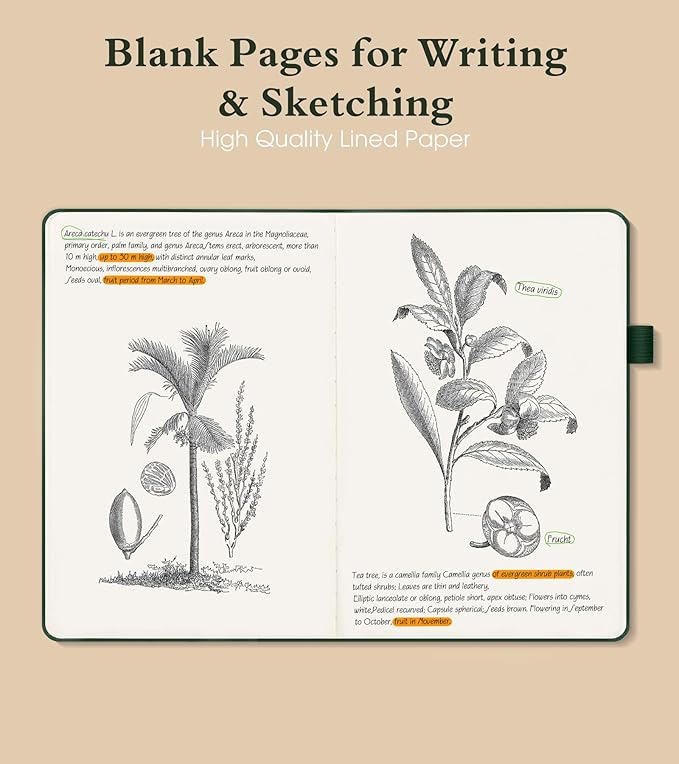 PAIBAS Blank Journal Notebook for Women Men, 160 Pages, A5 Hardcover Sketchbook - Image 3