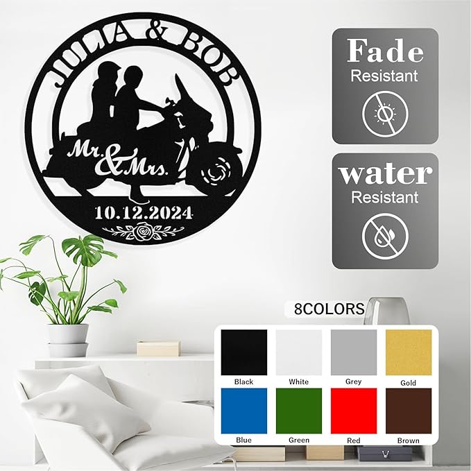 Custom Motorcycle Couple Metal Signs Personalized Couple Name Sign Motorbikes - Image 4