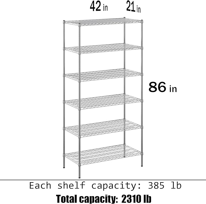 Regal Altair 21" Deep x 42" Wide x 86" Height Wire Shelving Kit | 6-Tier | NSF - Image 3