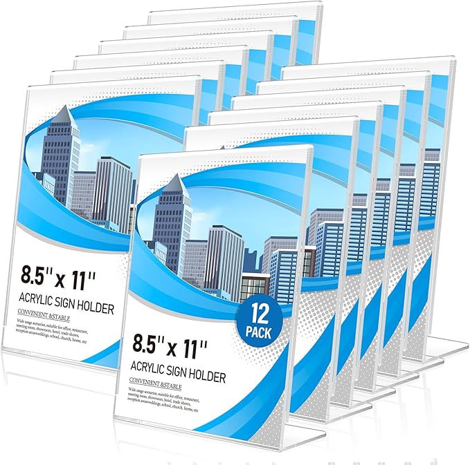 Eocnrhe Acrylic Sign Holder 8.5 x 11 12 Pack, Double-Sided Clear Sign Holder by Unknown