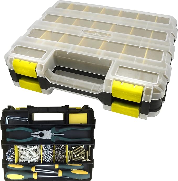 Double Side Tool Box Organizer, Hardware Storage Box, Portable Small Parts by BUSY-CORNER