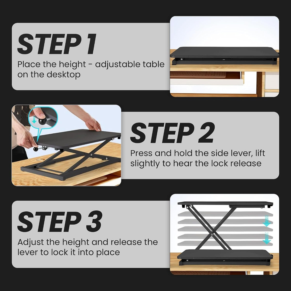 Standing Desk Converter 23.6" x 13.4", Adjustable Height 2.4"–...